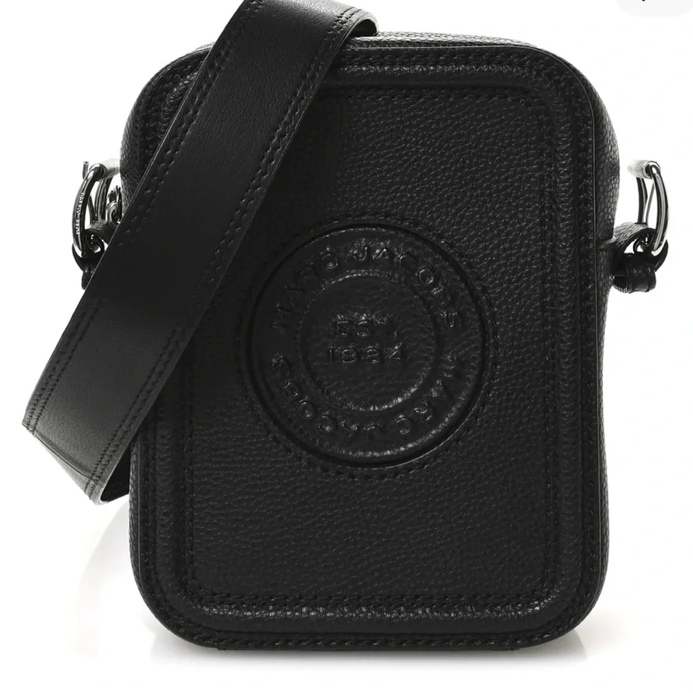 Marc Jacobs Authentic Calfskin Signet Stitched Black Crossbody Bag